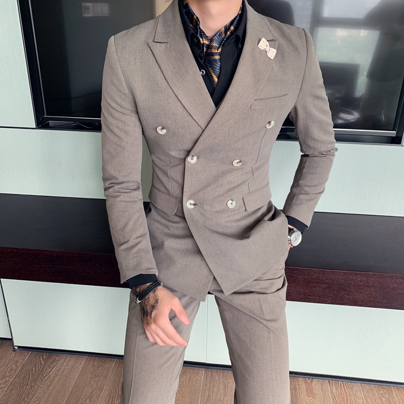 Qsu Autumn Trend Slim Man Wedding Dress Suit Set Male Business Shopee Singapore