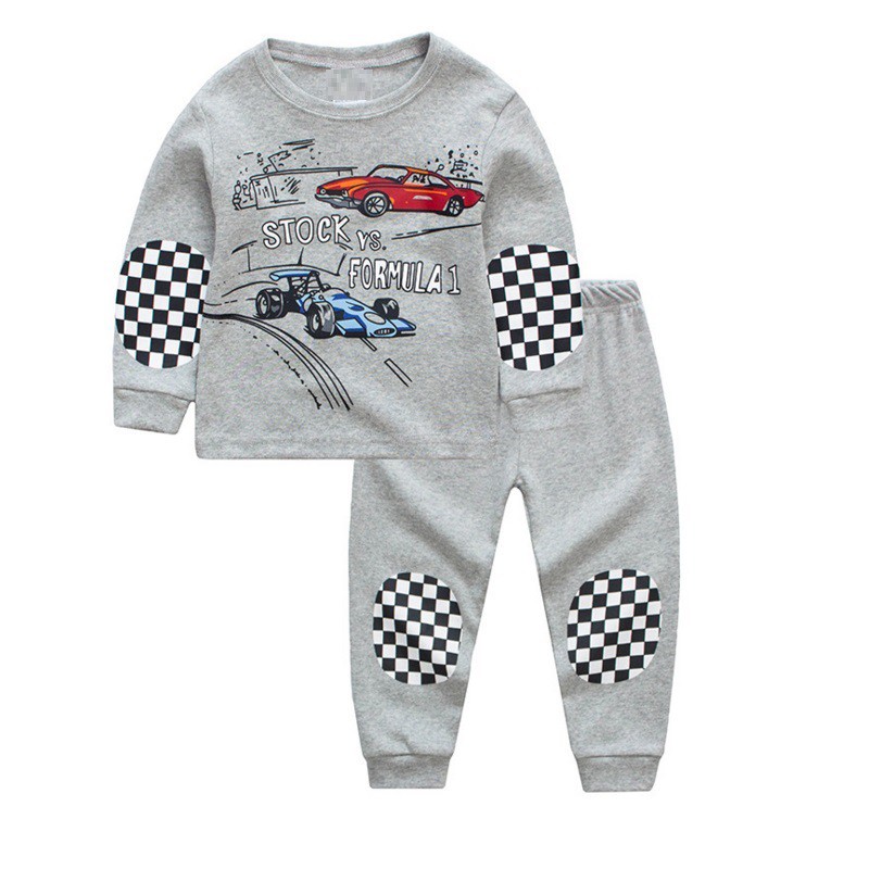 Cars Racing Baby Clothes Boys Pajamas Toddler Kids Grey Homewear 00421