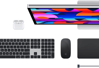 Mac accessories: AirPods, Studio Display, Magic Keyboard, Magic Mouse, Magic Trackpad, MagSafe charge cable