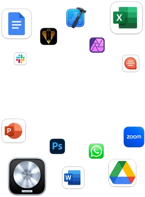 Colorful array of app icons demonstrating breadth of apps that run on macOS