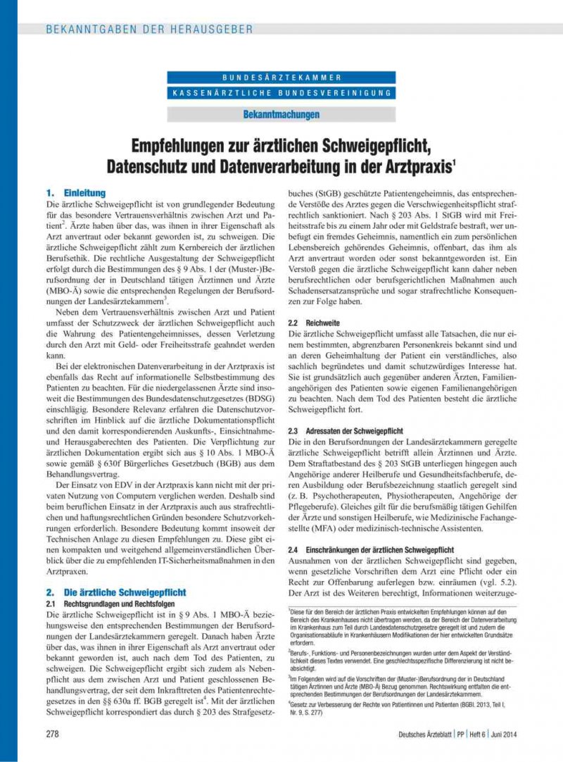 Diese schweigepflichtentbindung gilt für folgenden sachverhalt: Empfehlungen Zur Arztlichen Schweigepflicht Datenschutz Und Datenverarbeitung In Der Arztpraxis