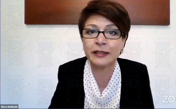 9 Dec Shiva Mahbobi Spokesperson for CFPPI attended & spoke in an online conference  on