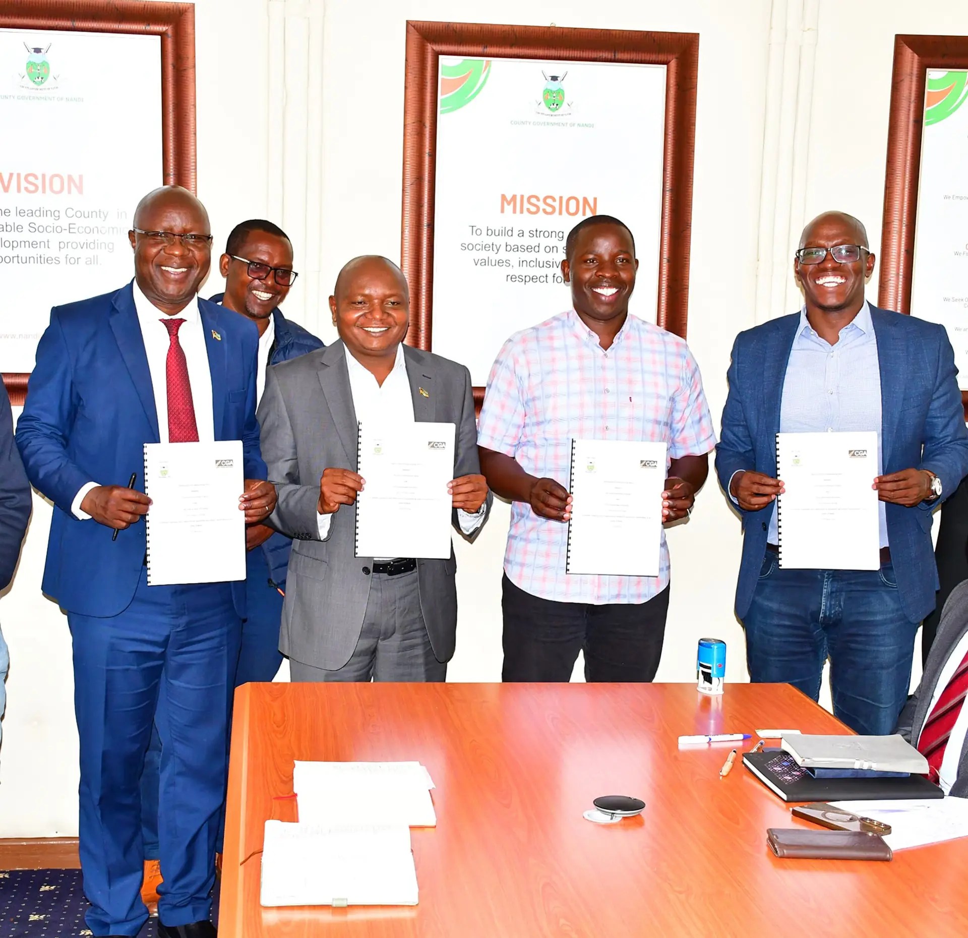 CGA Team with County Government of Nandi Team During MoU Signing