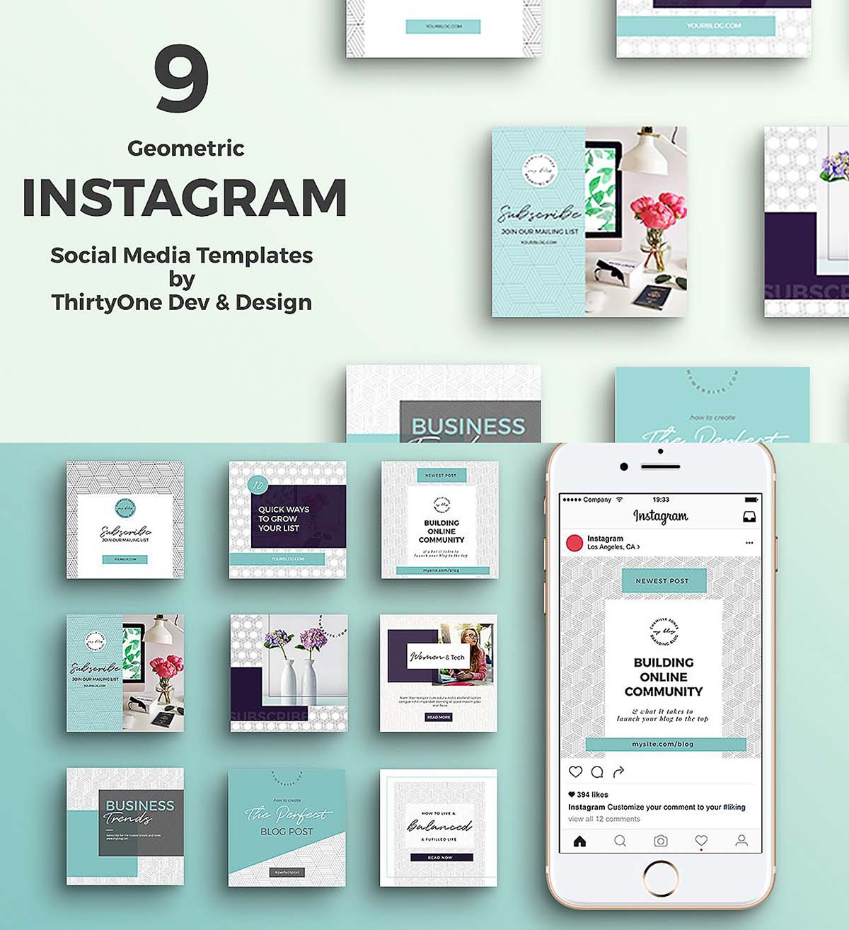 Geometric Instagram Templates Set Free Download