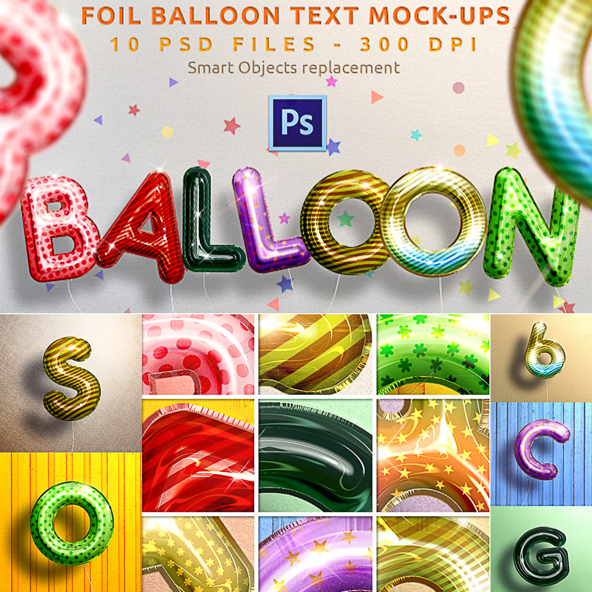 Realistic Balloon Text Mockups Free download