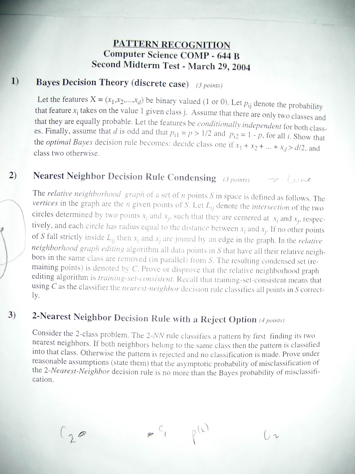 Cs644 Pattern Recognition