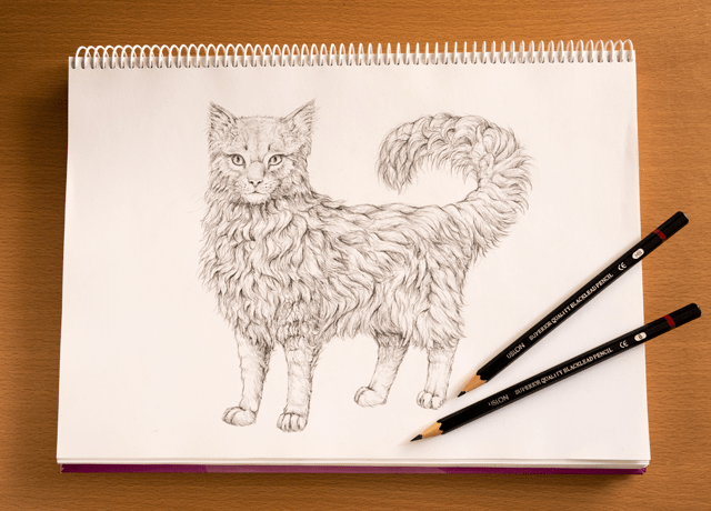 как нарисовать шерсть кошки
