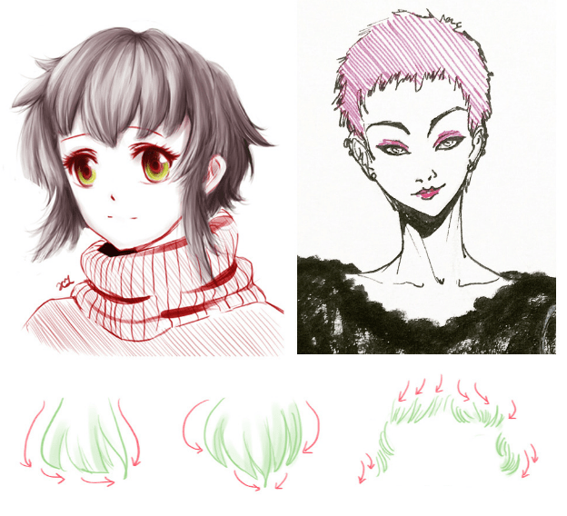 как рисовать пробор волос