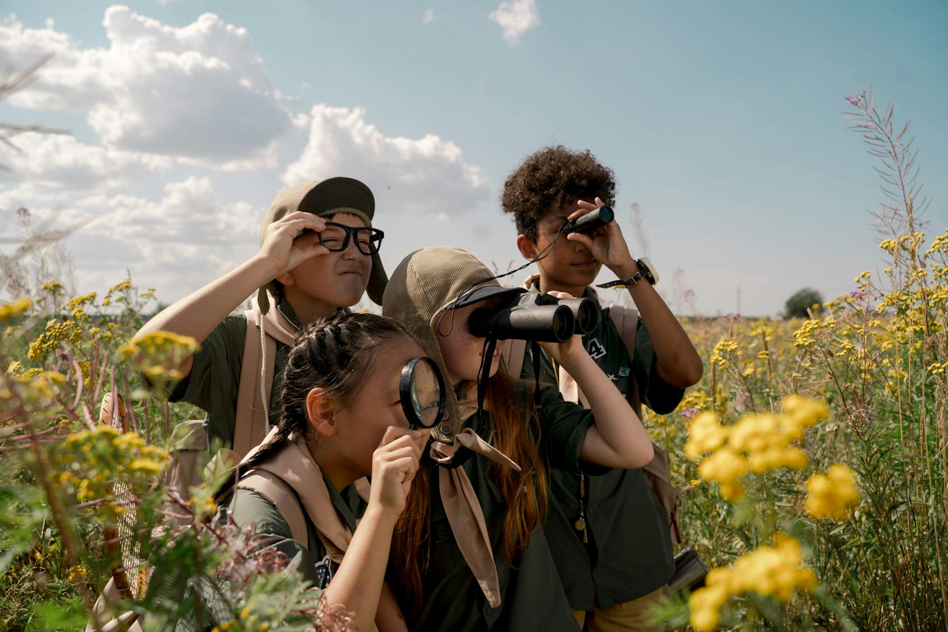 a group of kids scouting