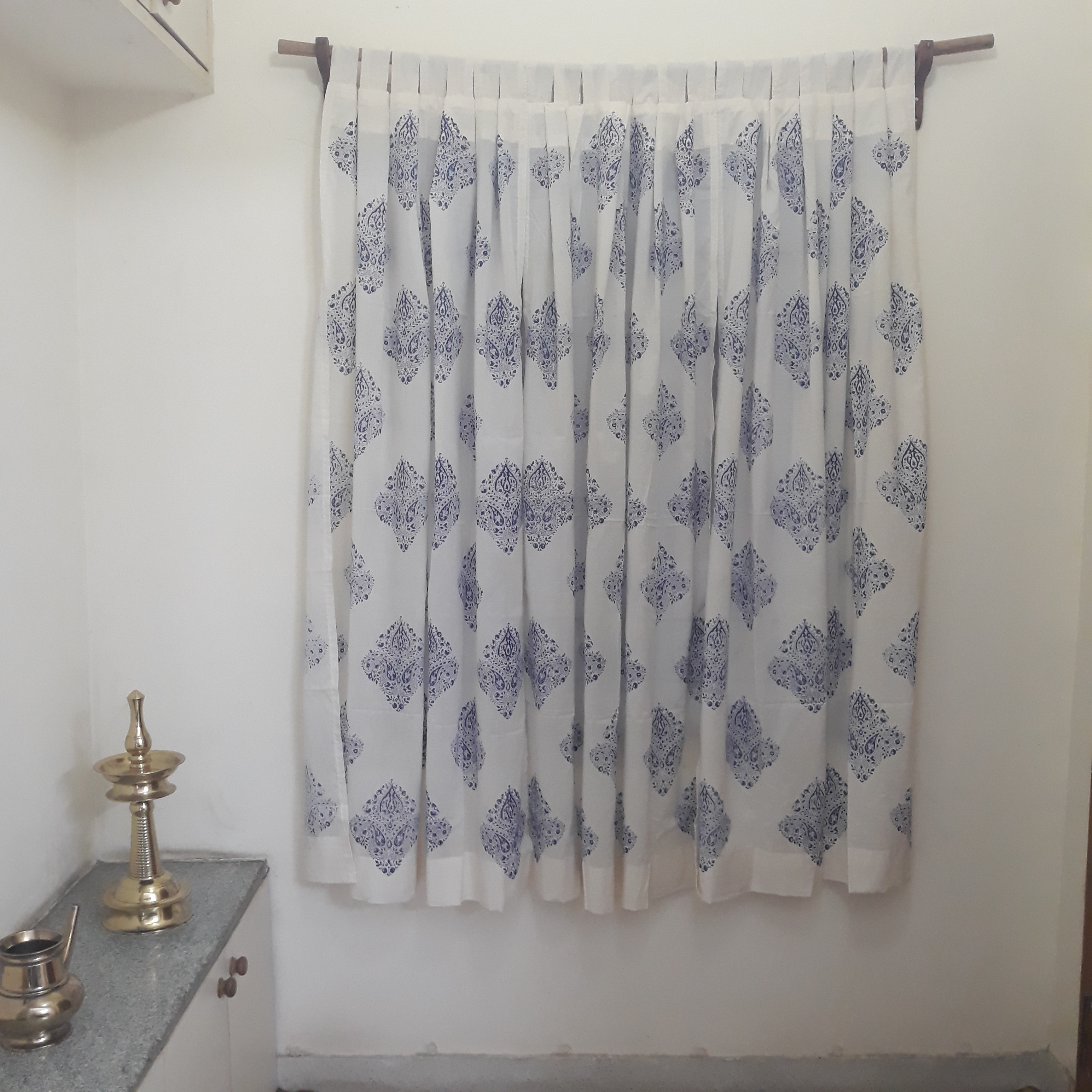 sheer Cotton curtains for home block printed with ethnic motifs