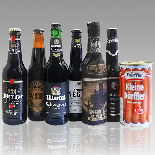黒ビール6種6本+ドイツ産ソーセージ250g缶詰セット | 欧州麦酒屋