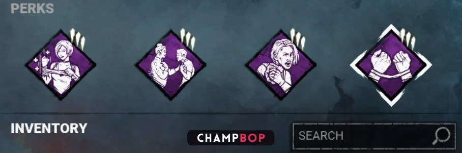 Perk icons for Reactive Healing, Solidarity, Resurgence, and Bond from Dead by Daylight's Best Healing Build 2024.