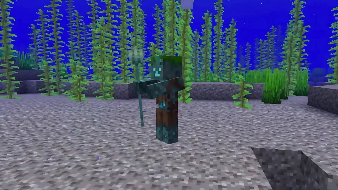 minecraft drowned zombie with trident