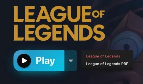 league of legends play button with arrow beside