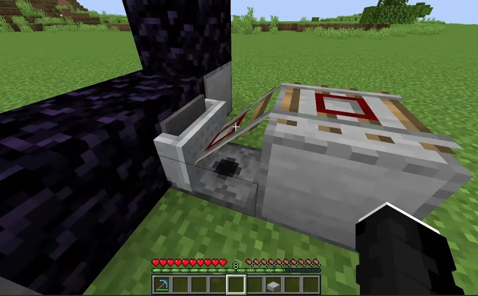 placing activator rails and minecart with hopper
