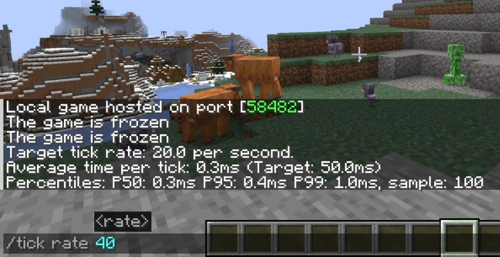Using tick rate command in minecraft chat