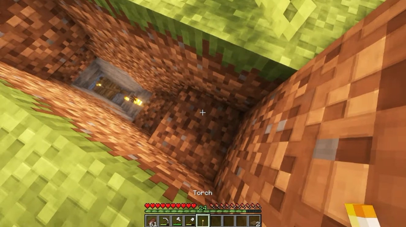 Staircase up with torches