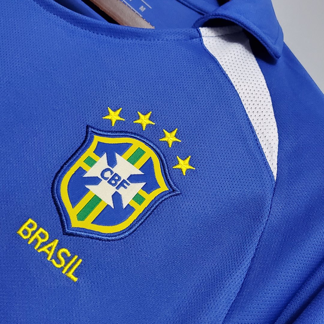 Brazil 2002 World Cup Away Blue Jersey with WC Patches – As