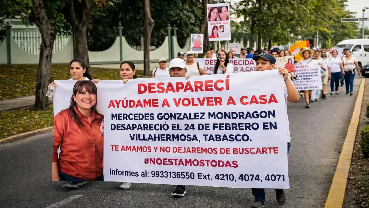 Marchan en Villahermosa para exigir aparición de Mercedes González