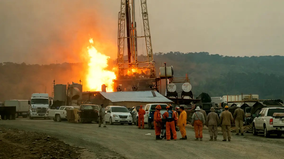 Se Registra Incendio en Pozo Petrolero de las Choapas, Veracruz