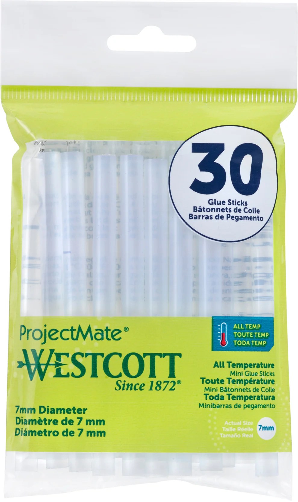 7mm All Temp Mini Glue Sticks-30 Count