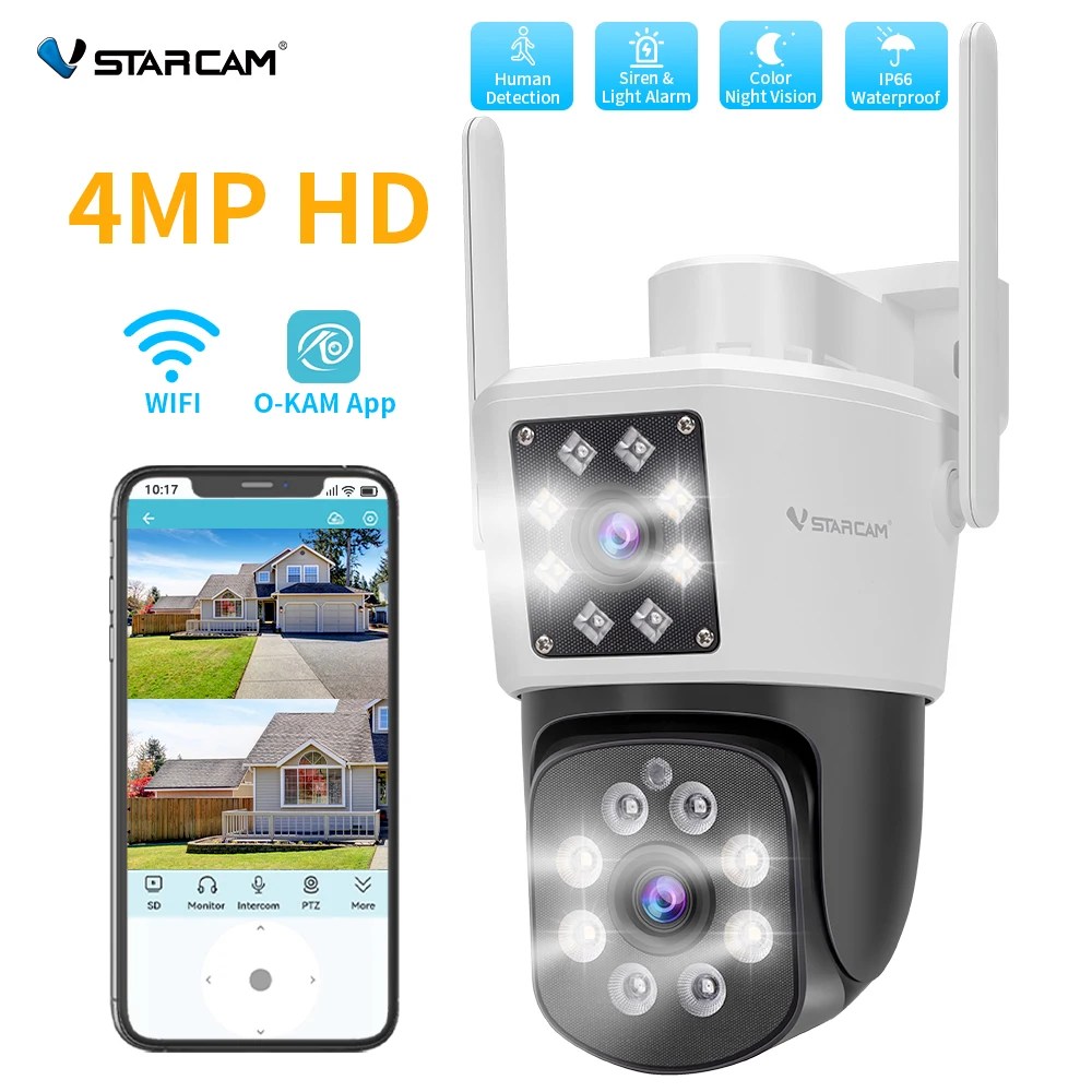 Dual Lens Security Camera Outdoor, 1080P