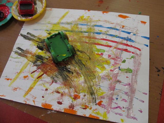 Technique utilisé: peinture avec les voitures