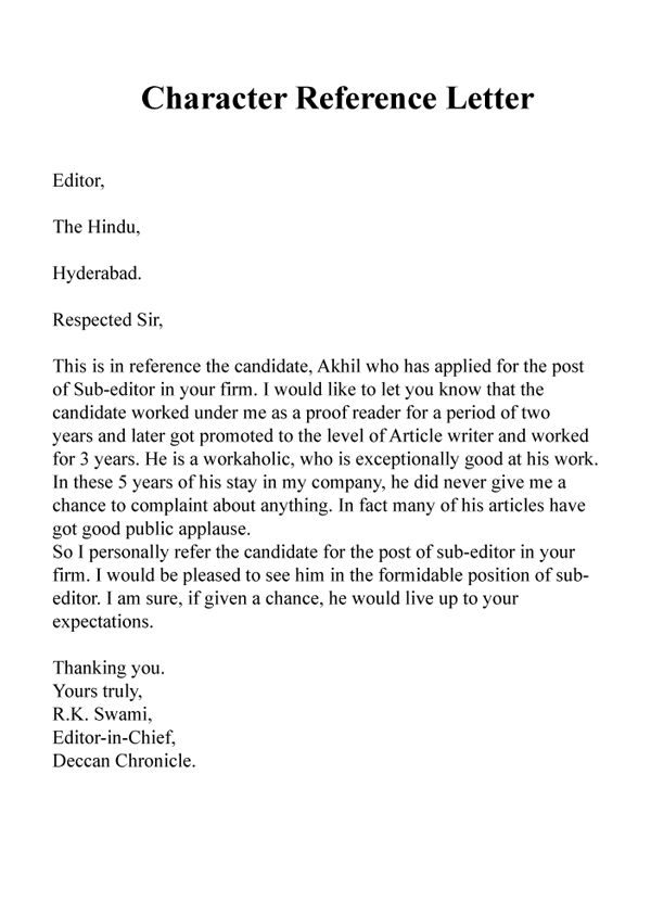 Help To Write A Character Reference Letter Character Reference Letter Example And Writing Tips