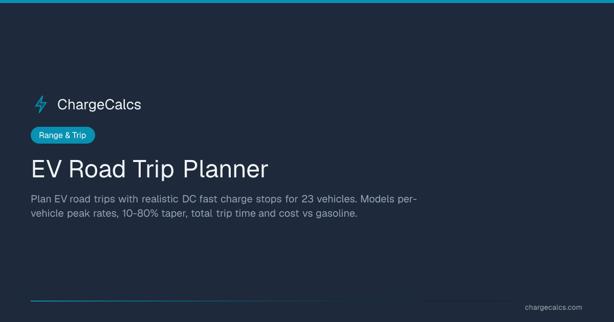 EV Road Trip Planner Stops Costs ChargeCalcs Opengraph Image