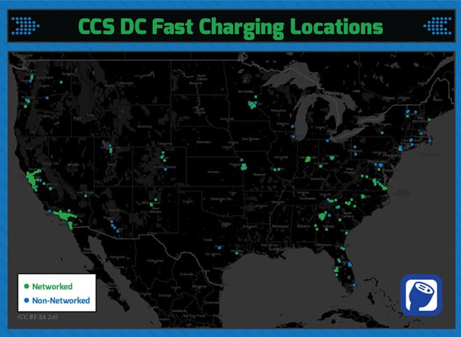 Charged EVs DC Fast Charging Maps Highlight Differences Between Tesla PlugShare CCS Q3 Map 660 