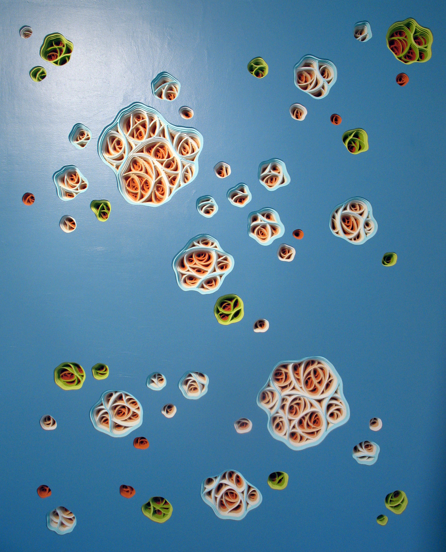 Parabuzzle Implosion | Acrylic and hand-cut paper on panel