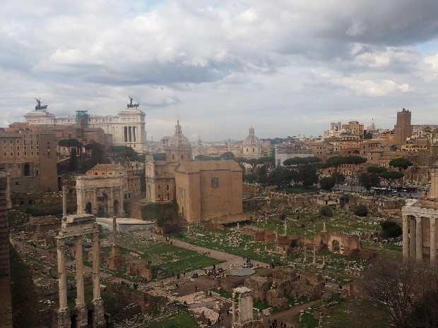 Rome cityscape view from the Palatine Hill at the Roman Forum