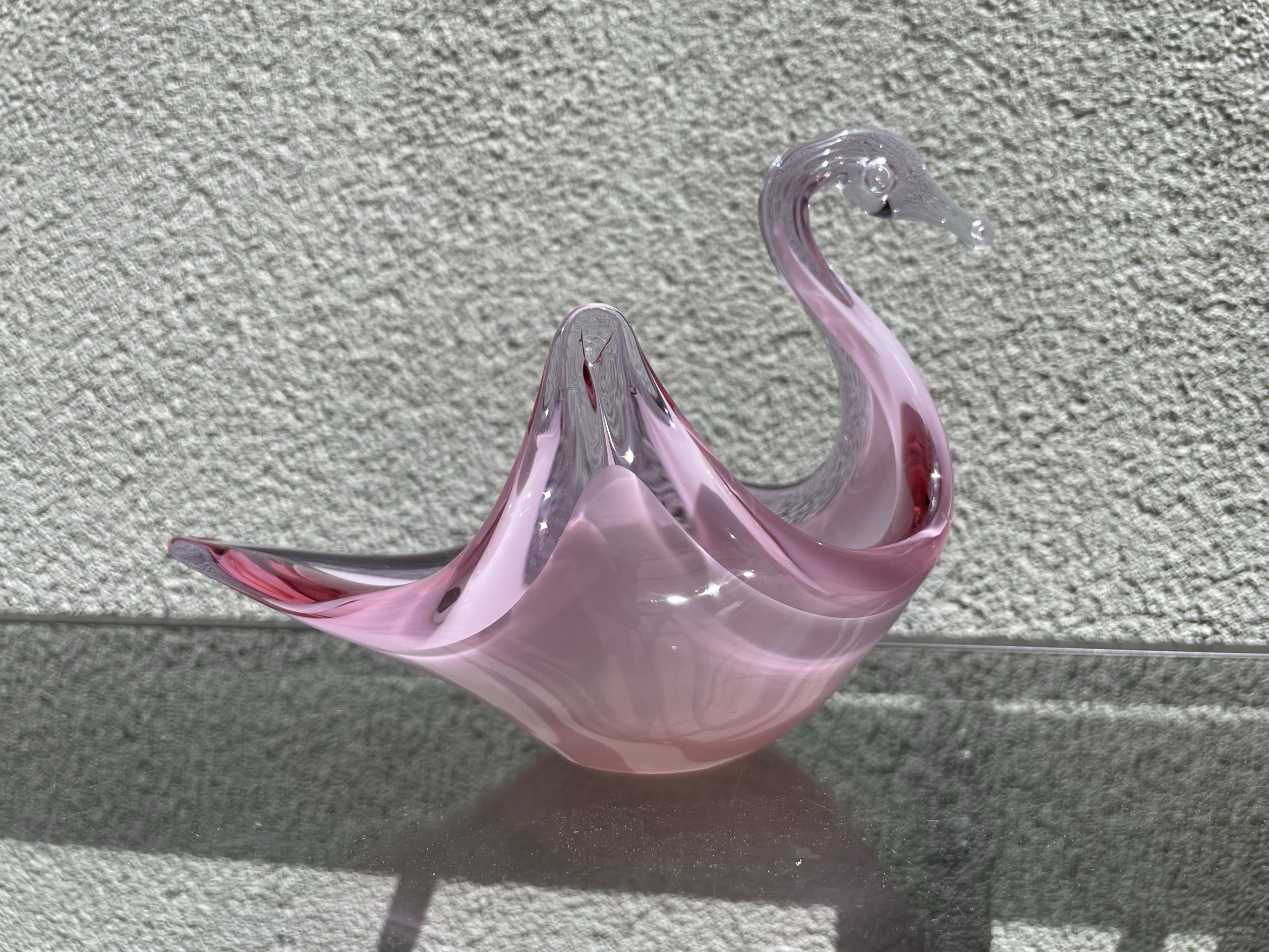 Vintage Italian Murano Blown Art Glass Swan Candy Bowl - 