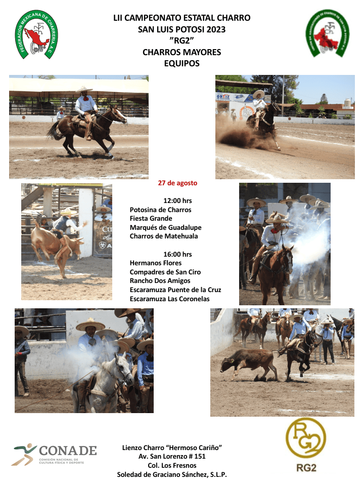 Este domngo 27 de agosto es el turno de los Charros Mayores en el Estatal 2023 en SLP
