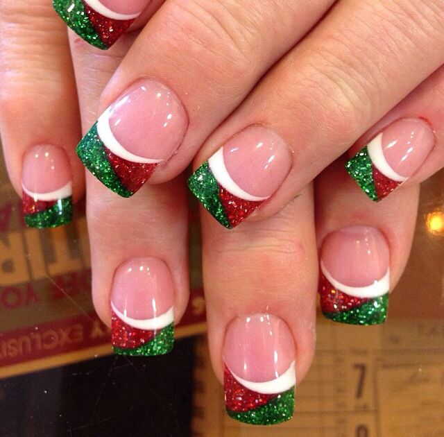 45+ red and green nails for christmas