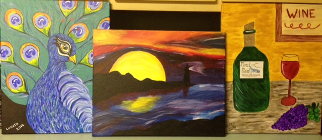 These are the three paintings I created from rough pencil outlines. They are not master pieces, but nonetheless, they are mine and were so fun to create.