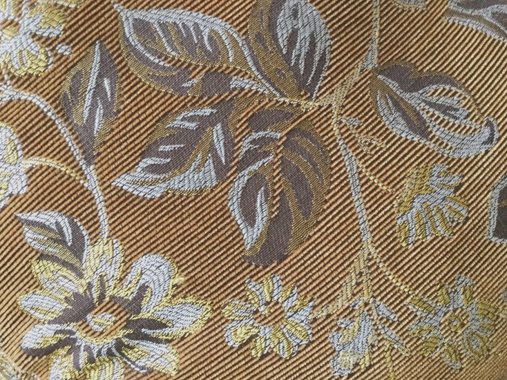 Embroidered Silk Fabric Gold and Blue