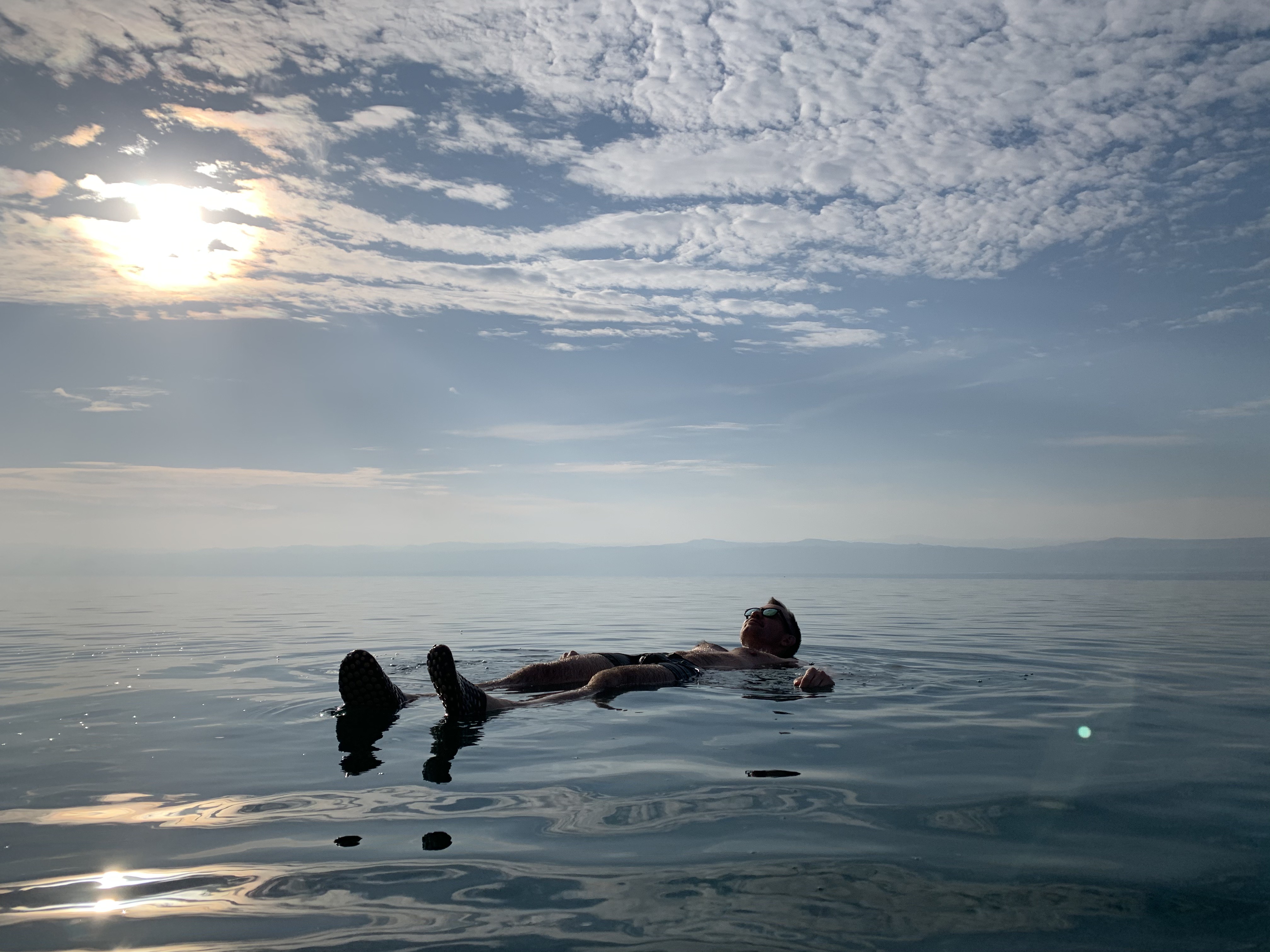 Floating in the Dead Sea on the Jordan side