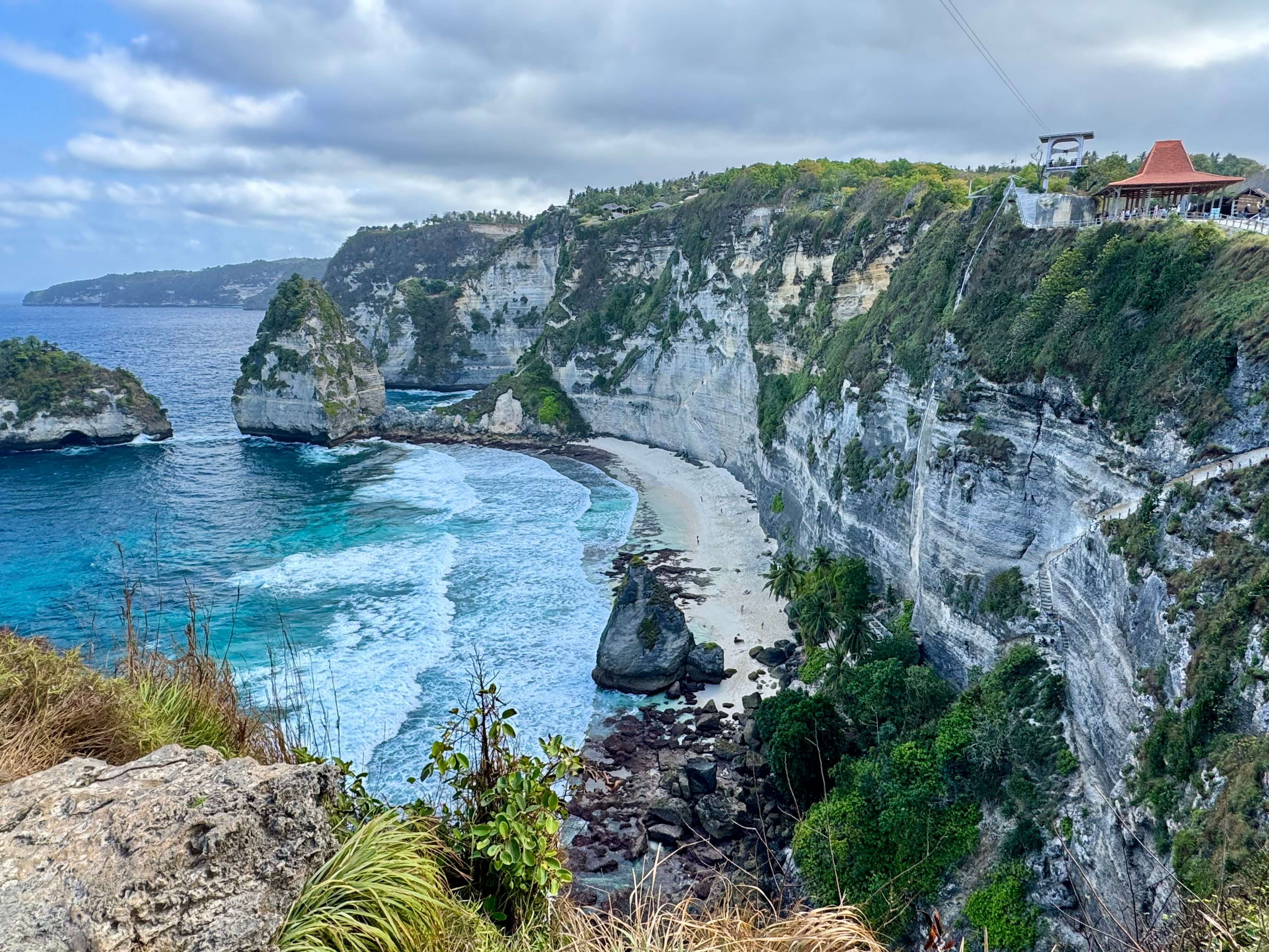 Nusa Penida's famous Diamond Beach from the clifftop viewpoint