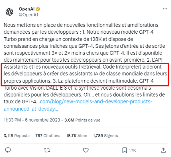 Les fonctionnalités de l'API Assistants d'OpenAI dévoilées