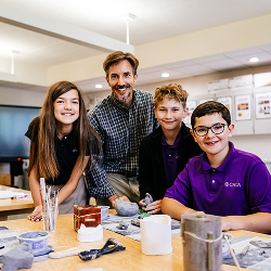 Group working on art project together.