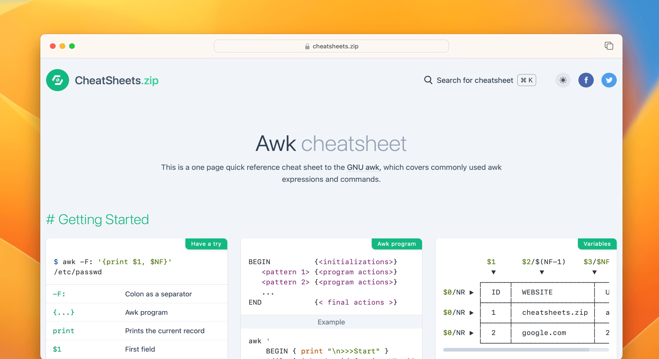 Awk Command Cheat Sheet Quick Reference