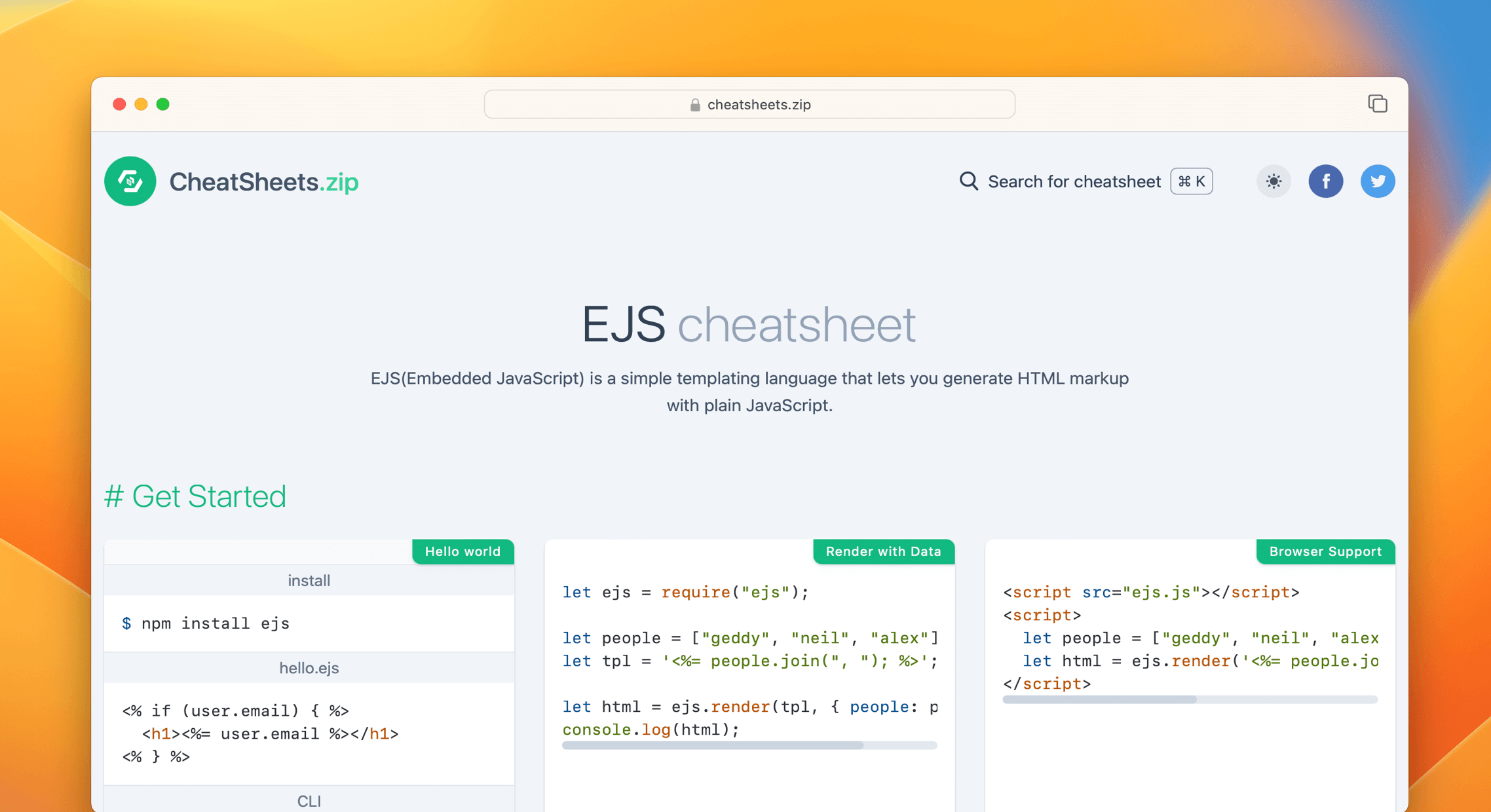 Ejs Cheat Sheet Quick Reference