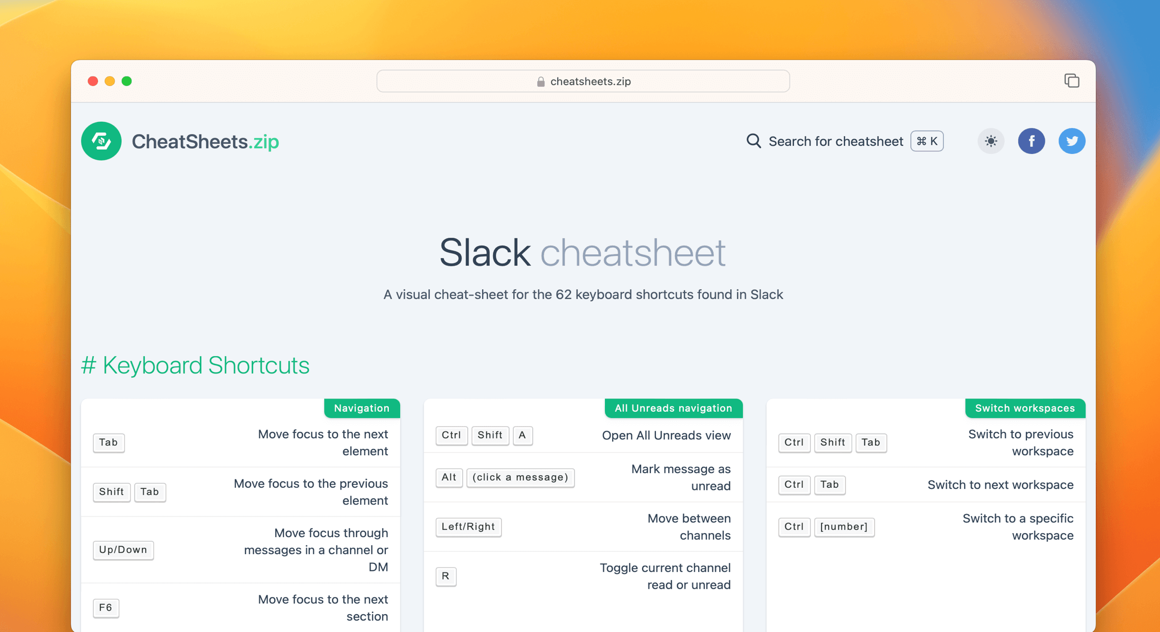 Slack Cheat Sheet Quick Reference