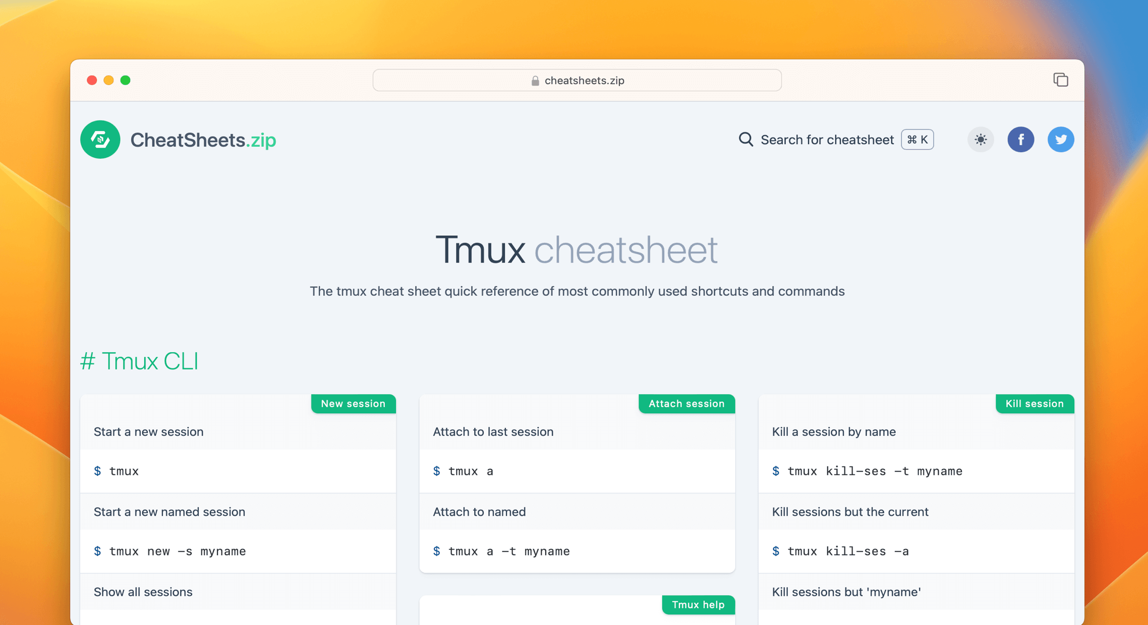 Tmux Command Cheat Sheet Quick Reference