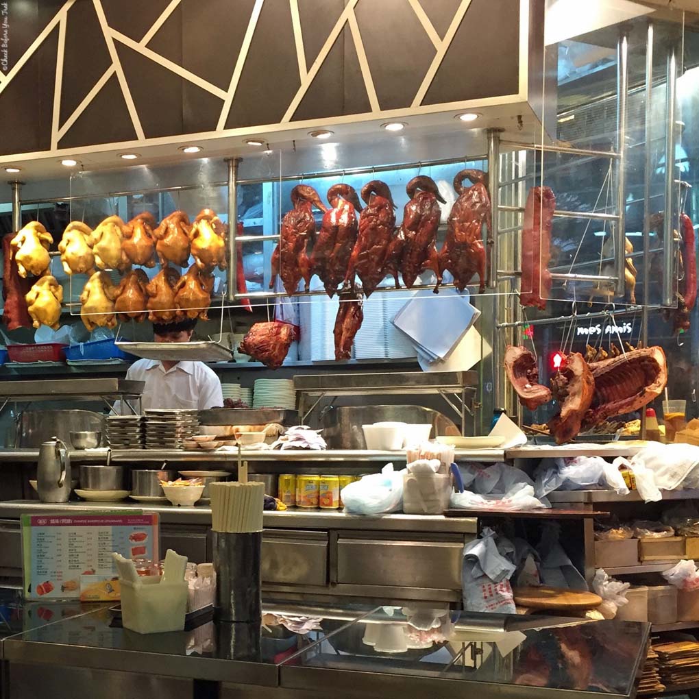 Meat hanging in Hay Hay Kitchen - Wan Chai, Hong Kong, China
