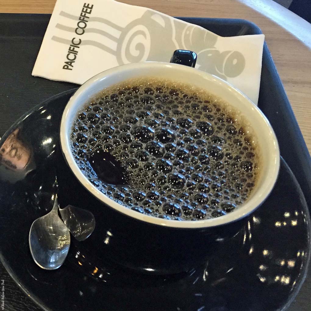 A cup of coffee at a Pacific Coffee in Hong Kong, China