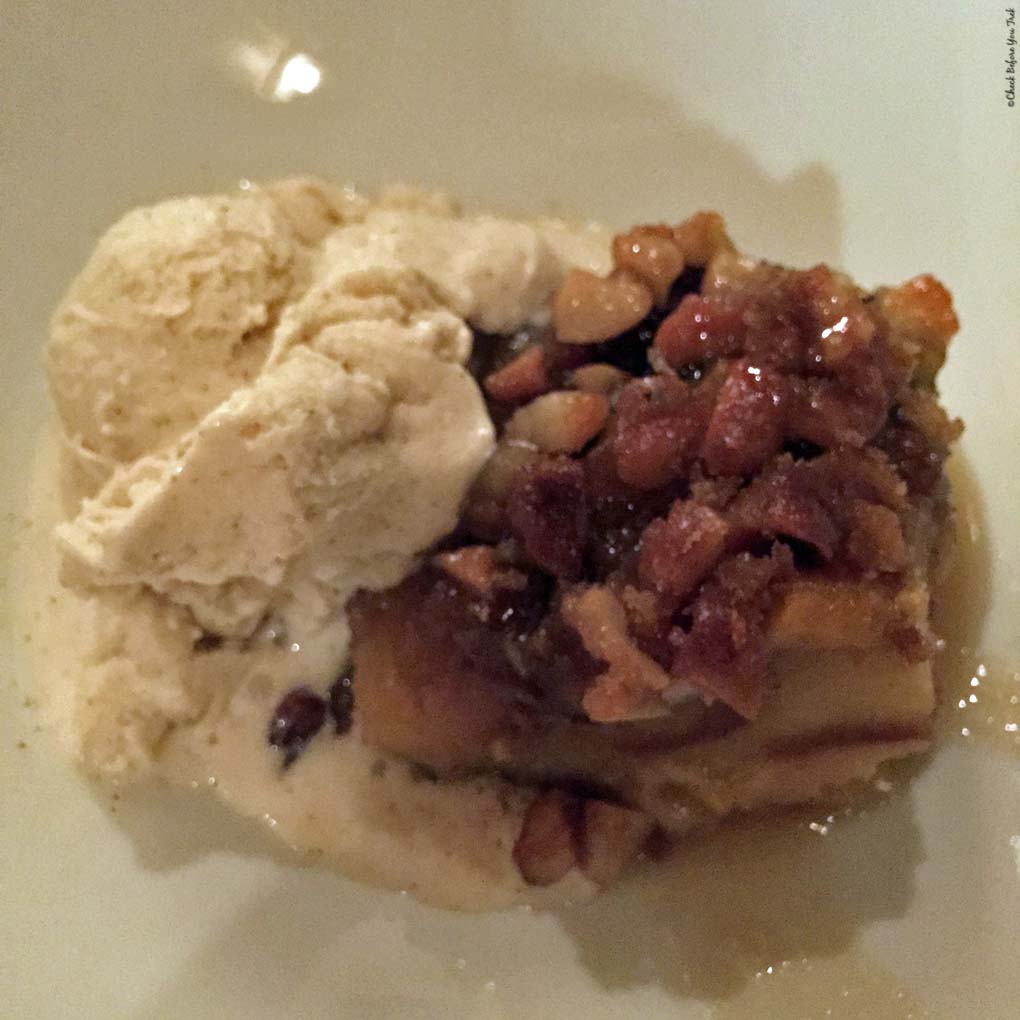 Bread pudding with vanilla bean ice cream at Merriman's - Waimea, HI
