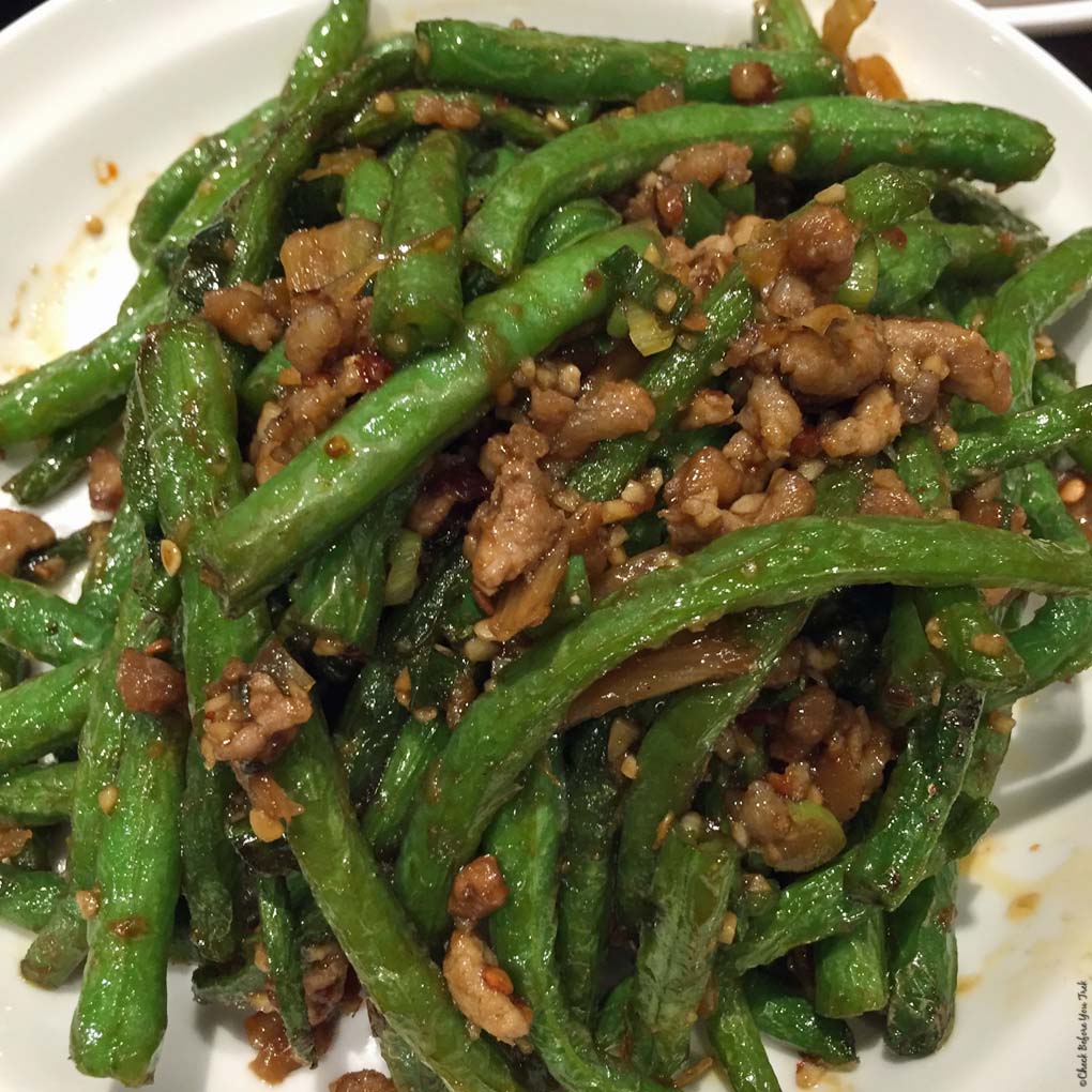 String Beans with Pork at Dinesty Dumpling House on Robson Street - Vancouver, British Columbia, Canada