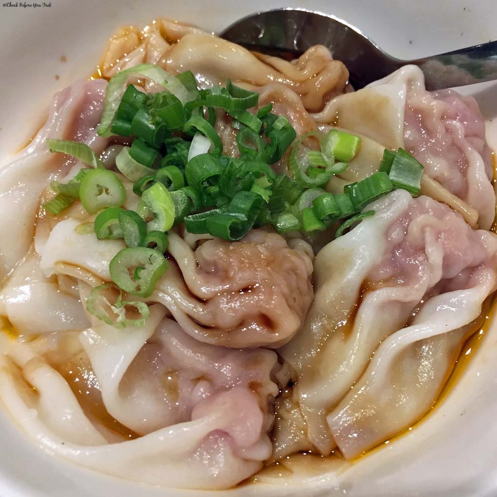 Spicy wontons at Dinesty Dumpling House on Robson Street - Vancouver, British Columbia, Canada